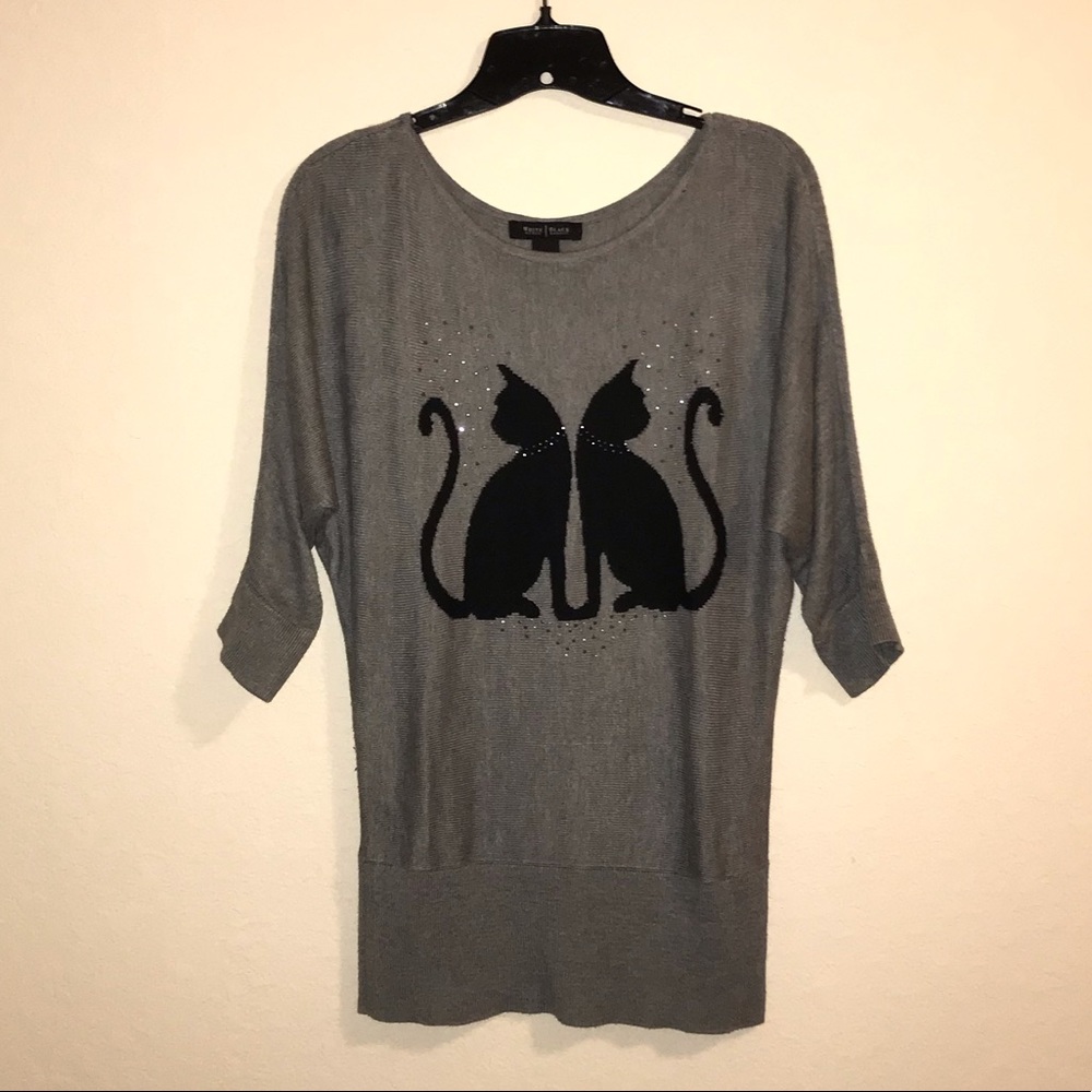 WHBM Crystal Black Cat Sweater